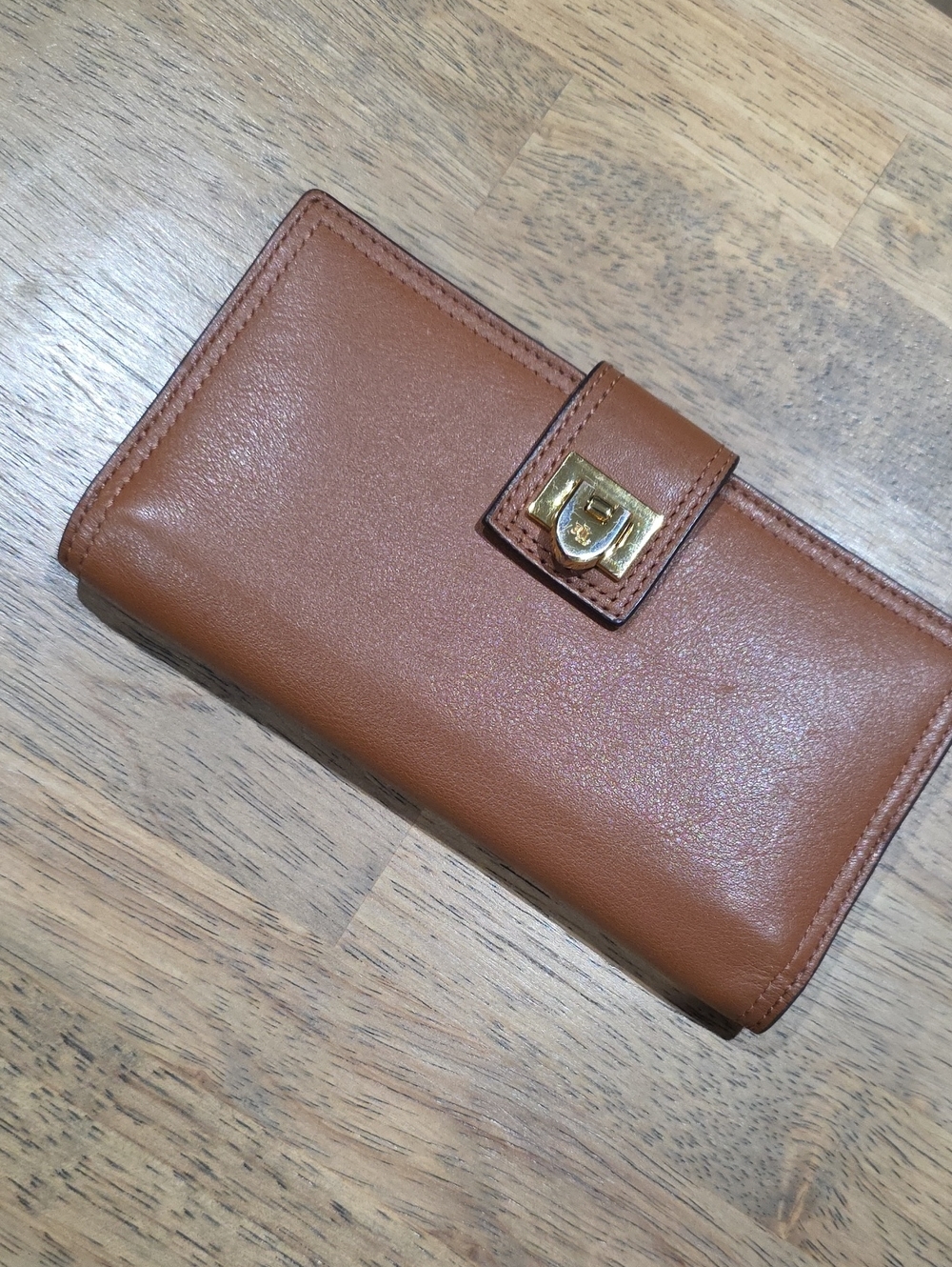 Lauren Ralph Lauren Leather Slim Wallet Cognac Color